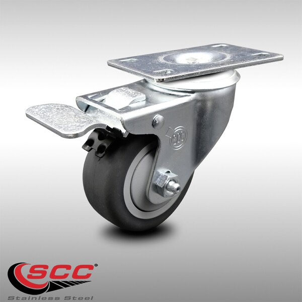 3.5 Inch SS Thermoplastic Rubber Top Plate Caster with Total Lock Brake SCC